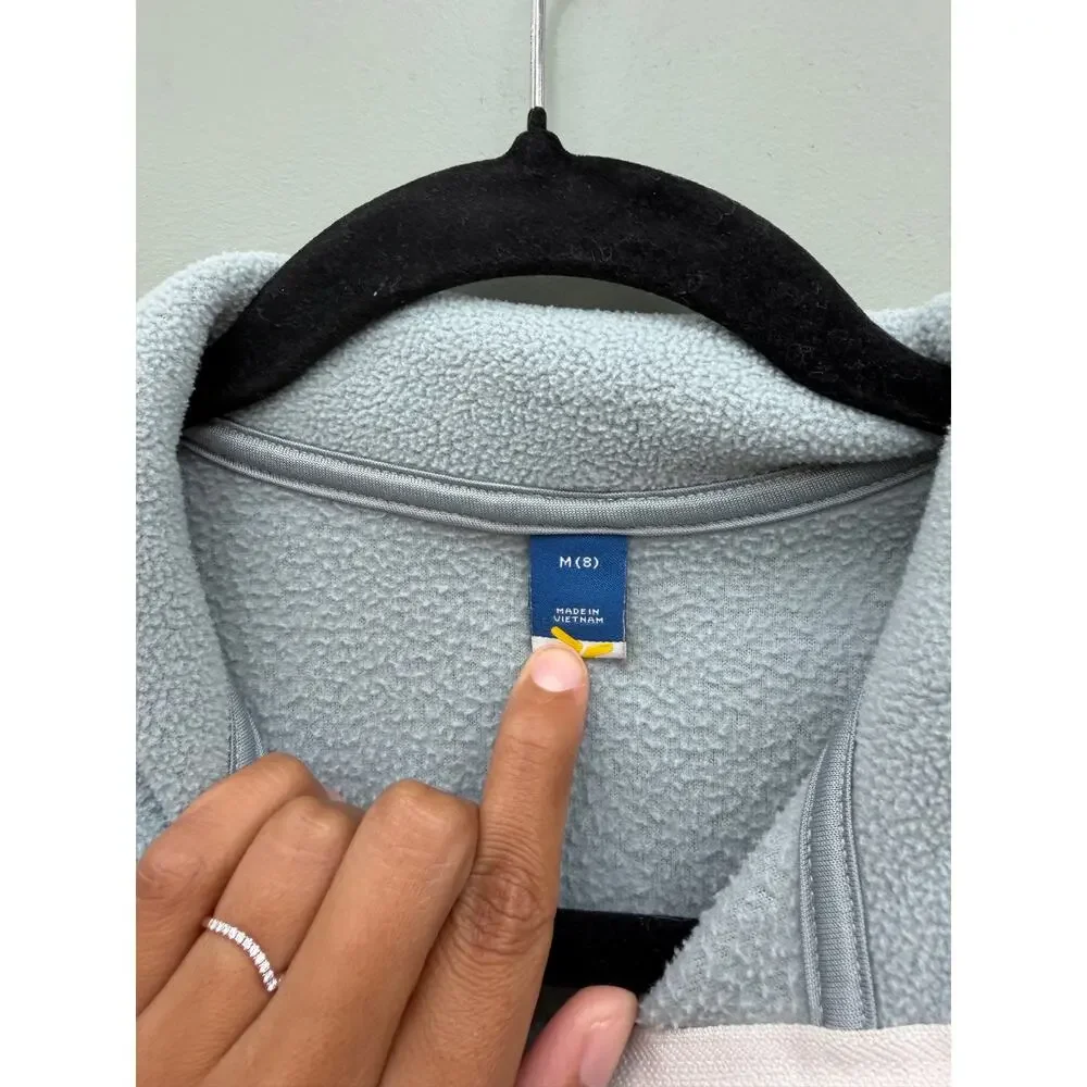 Girls Light Blue Quarter Zip Fleece Pullover Sweatshirt Size 8